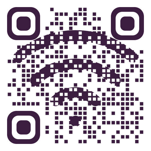 QR code with a WiFi symbol behind it