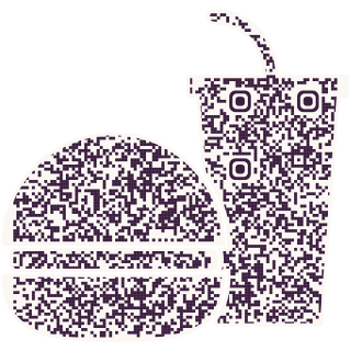 Burger and soda-shaped QR code