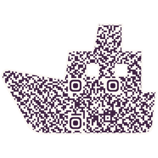 Cargo ship-shaped QR code