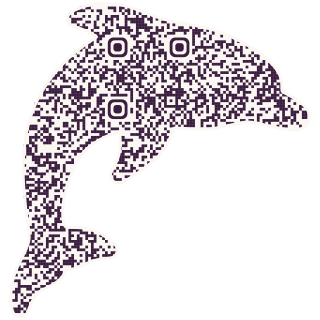 Leaping dolphin-shaped QR code