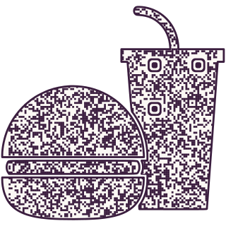 Burger and soda-shaped QR code