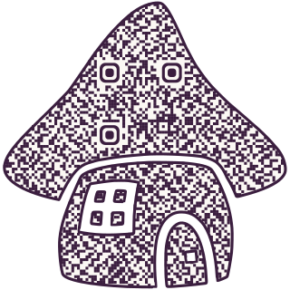 Mushroom House-shaped QR code