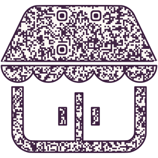 Storefront-shaped QR code