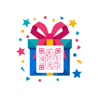 Confetti gift box QR code template